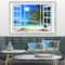 Designart - Window Open to Beach with Palm - Extra Large Seashore Canvas Art
